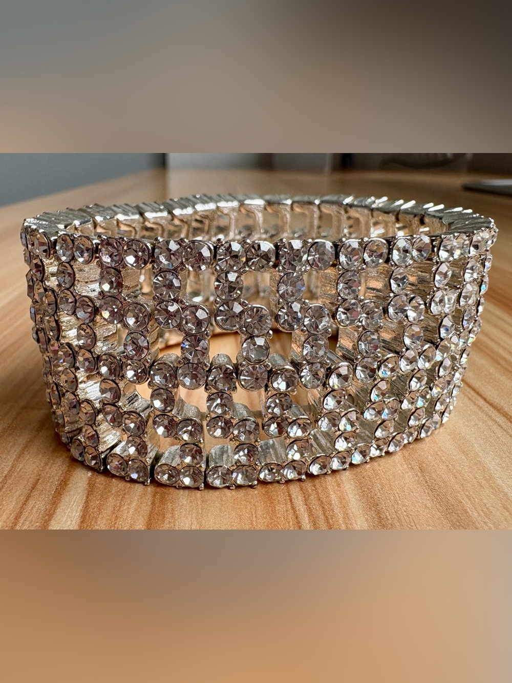 Vintage Monet Rhinestone Cuff Bracelet.